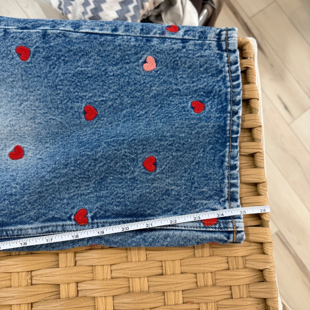 We The Free Deep Trance Embroidered Dropped Boyfriend Jeans Heart Blue Bo 28ho - Picture 8 of 9